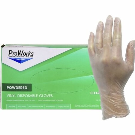 Hospeco Disposable Gloves, Vinyl, Powdered, S, 10 PK, Clear HOSGLV103PS